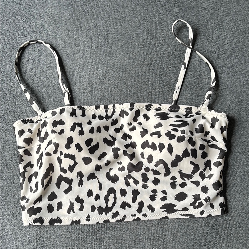 Leopard Print Bandeau Swim Top